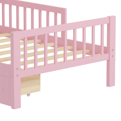 Pink storage bed with headboard rack by HouseOfZazla, 2 under-bed drawers and 3 side guardrails on Tampa Home & Garden Store