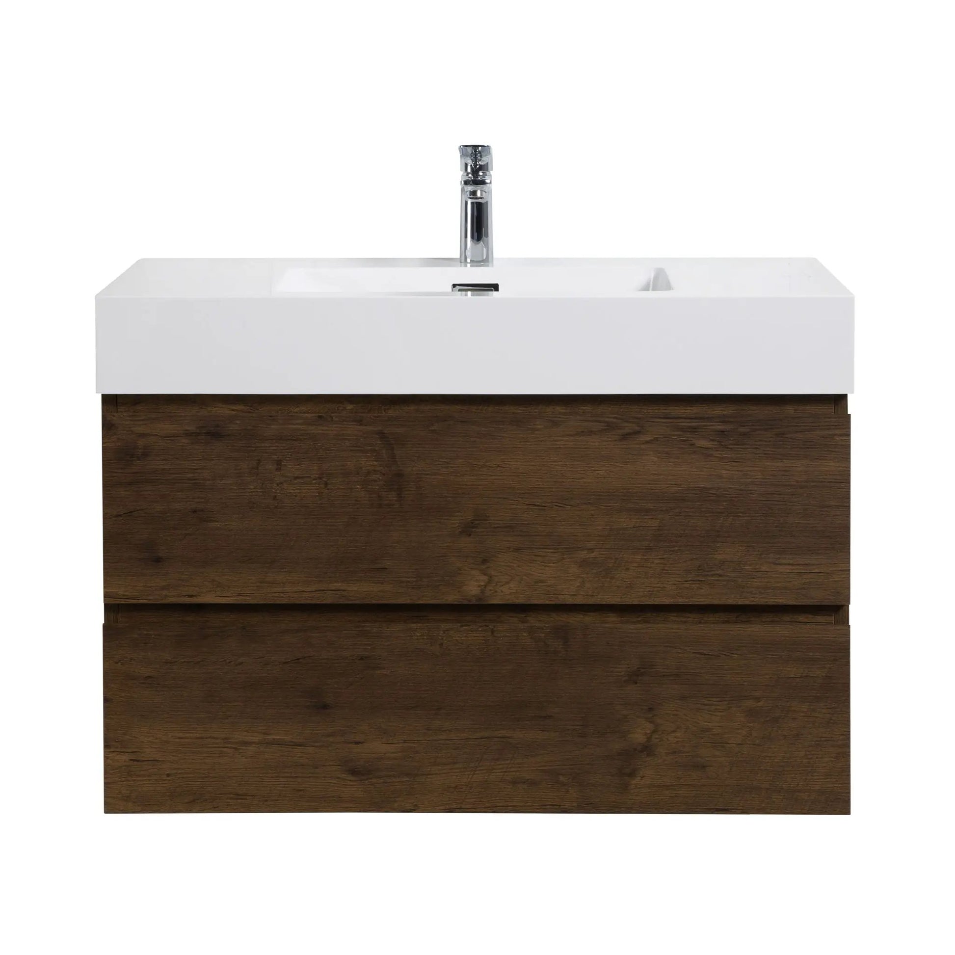 Alice wall-mounted vanity with white sink, wood base, chrome faucet by Unique Piece Furniture on Tampa Home & Garden Store