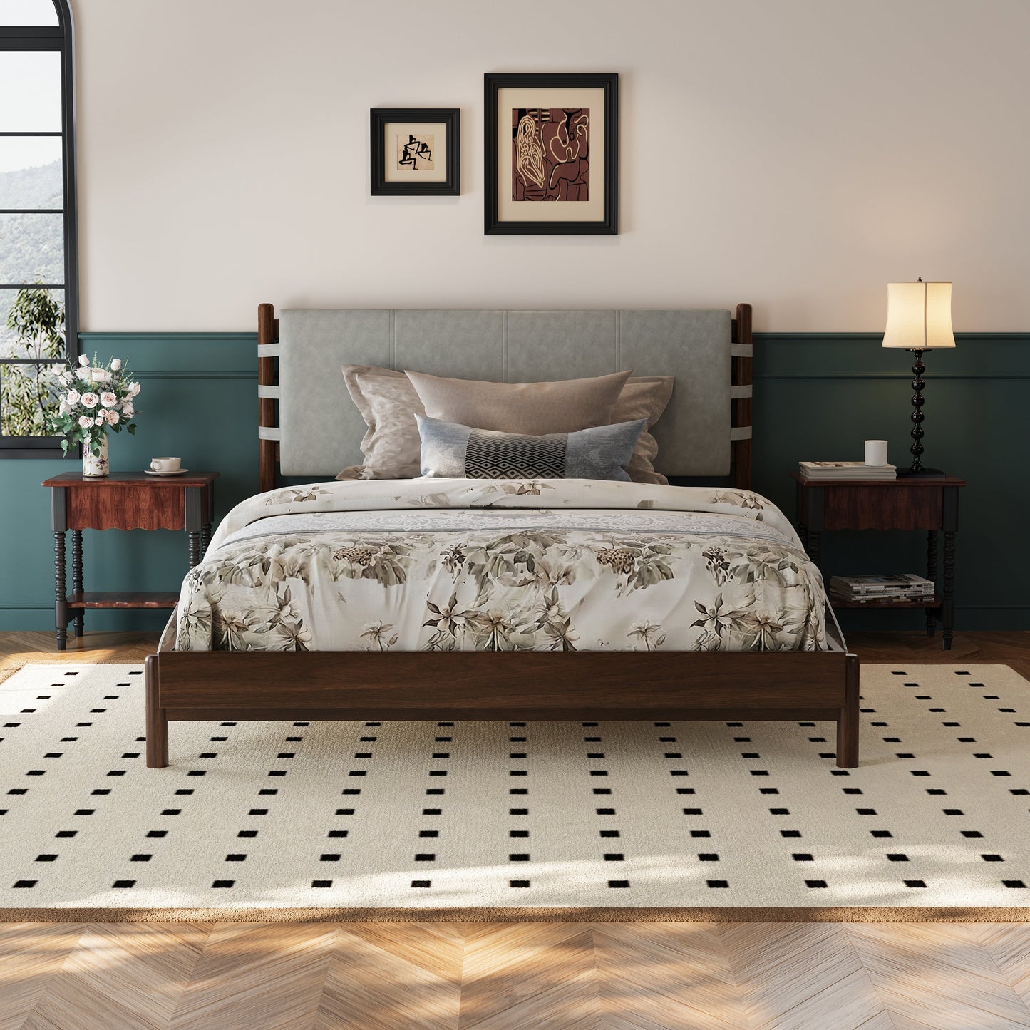 Premium Rubber Wood Platform Bed and Slats