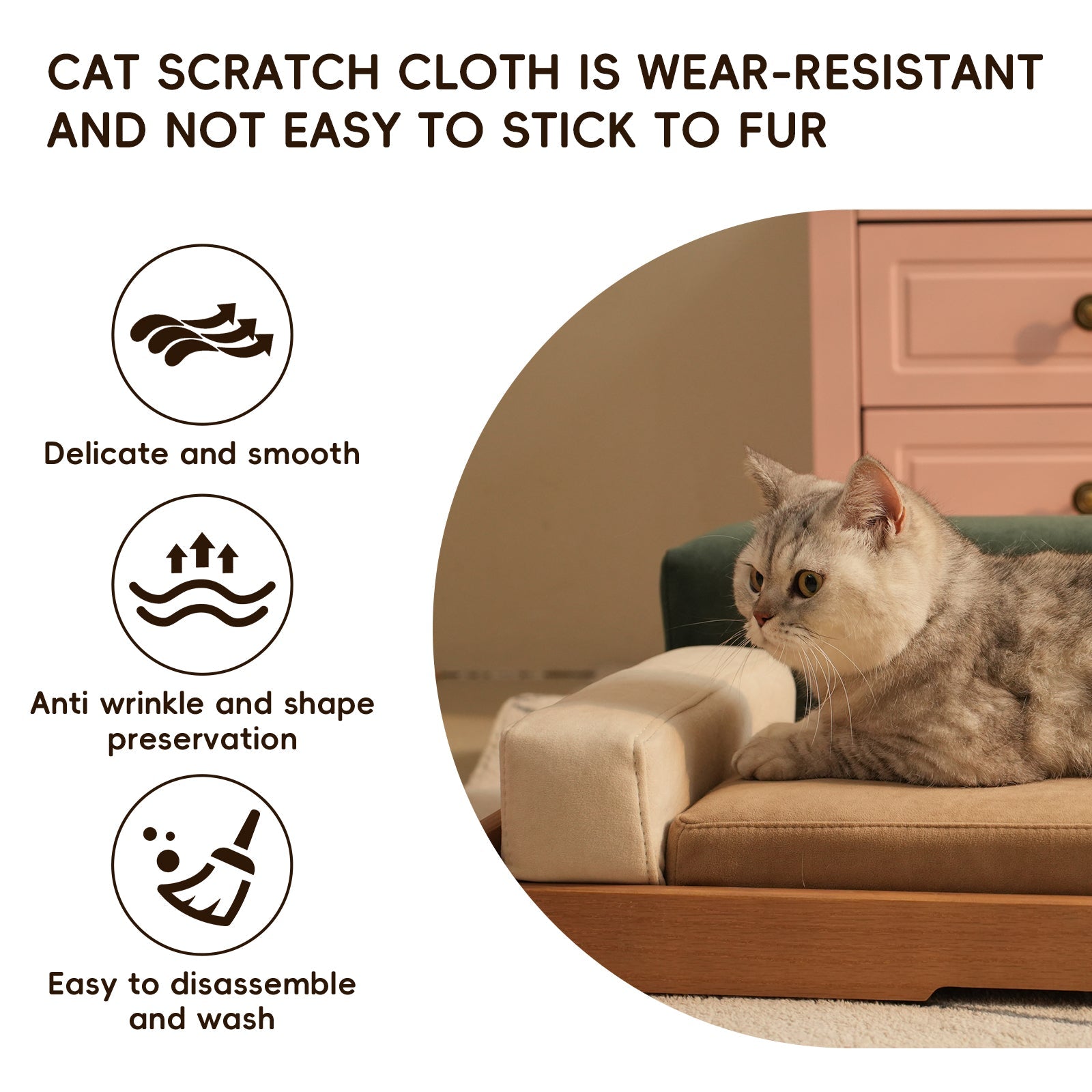 Modern Wooden Pet Bed for Cats and Dogs by HouseOfZazla; natural wood frame with beige cushion on Tampa Home & Garden Store