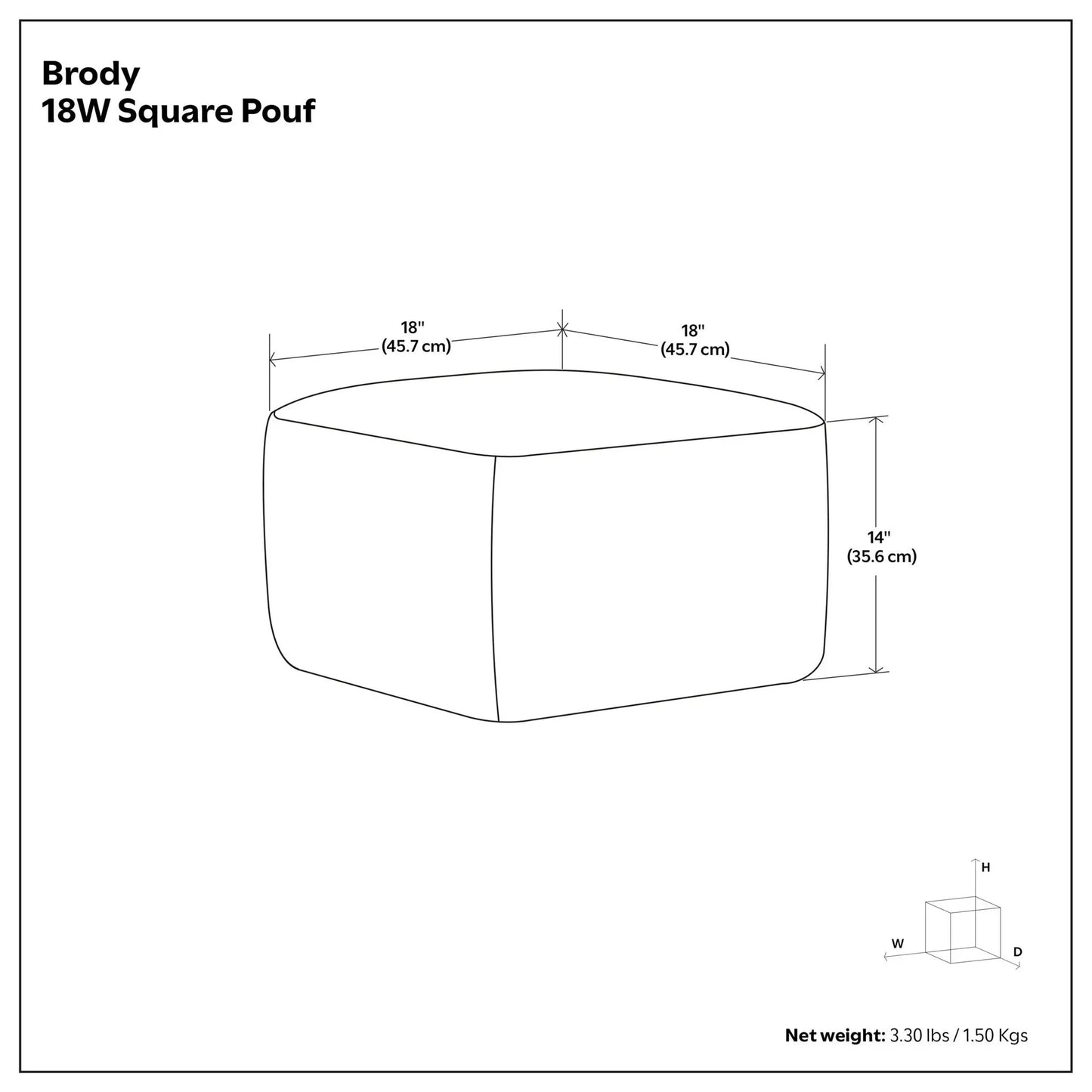 Brody Versatile Square Pouf for Living Rooms