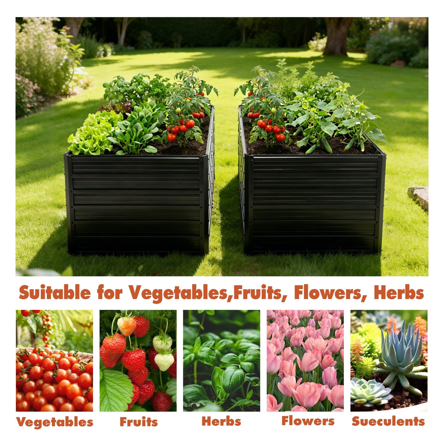 Two Pack Metal Raised Garden Beds and Boxes