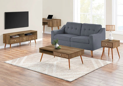 Coffee tables in walnut mid-century style with drawers and open shelf; set of 3 on Tampa Home & Garden Store