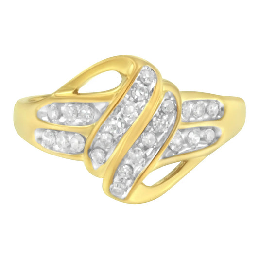 Diamond flower cluster open halo ring in 10K yellow gold plated with pavé diamonds, size 6 on Tampa Home & Garden Store