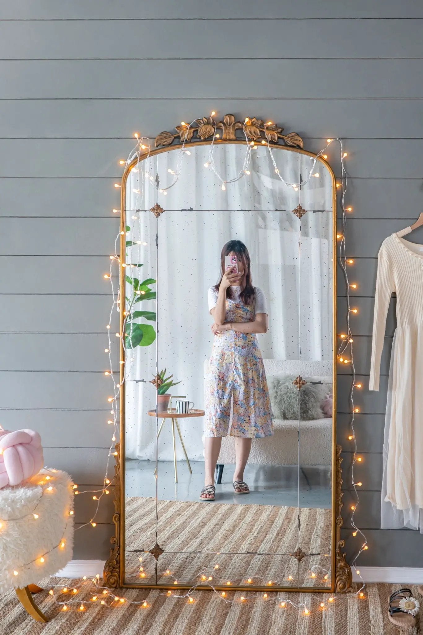Lavish full-length mirror gold frame by Unique Piece Furniture, ornate top, floor mirror on Tampa Home & Garden Store