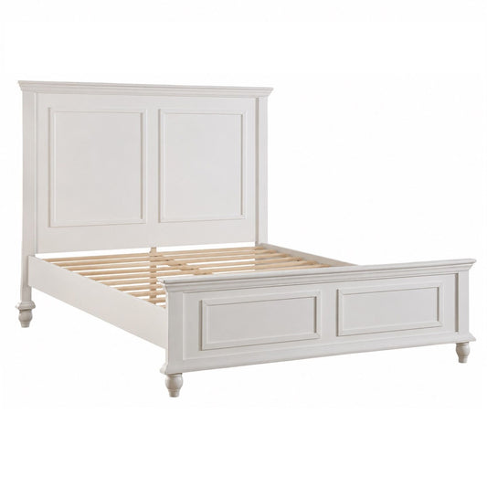 3 Piece Bedroom Set white wood bed frame with paneled headboard and footboard by HouseOfZazla on Tampa Home & Garden Store