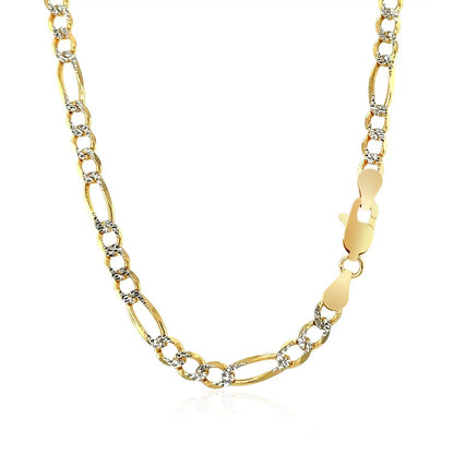 4.0mm 14K yellow gold solid pave figaro chain necklace with alternating links on Tampa Home & Garden Store