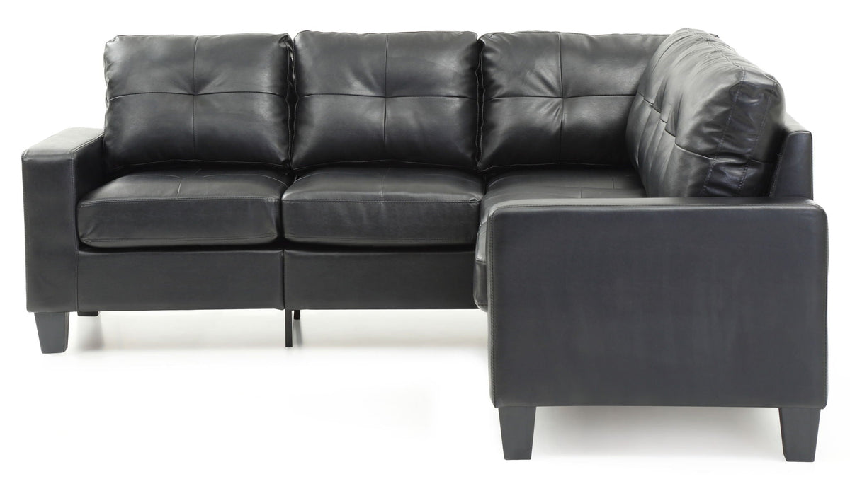 Newbury Sectional Sofa with Pocket Coil Cushions in black leather HouseOfZazla stationary on Tampa Home & Garden Store