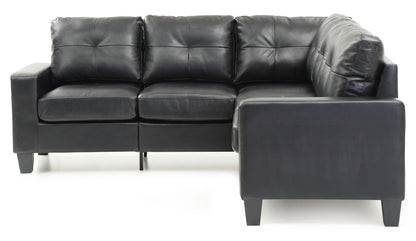 Newbury Sectional Sofa with Pocket Coil Cushions in black leather HouseOfZazla stationary on Tampa Home & Garden Store