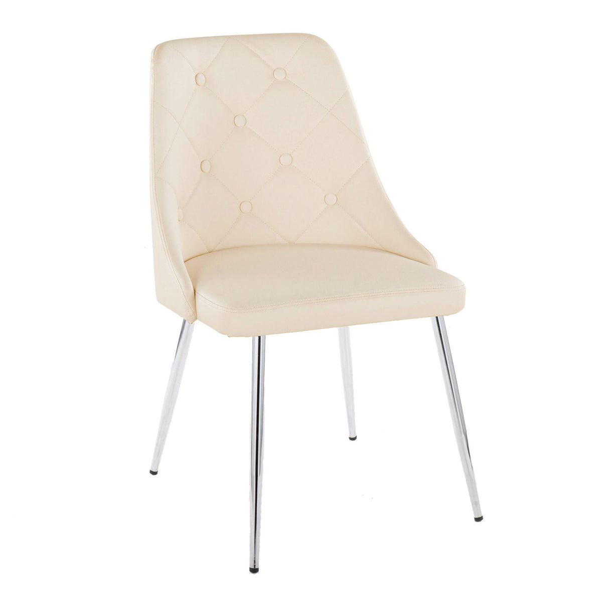 Giovanni dining chair set of 2, beige faux leather with quilting and chrome legs HouseOfZazla on Tampa Home & Garden Store
