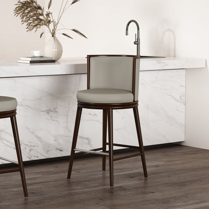 Evalyn Barstool by HouseOfZazla, bar-height stool with cream cushion and dark wood frame on Tampa Home & Garden Store