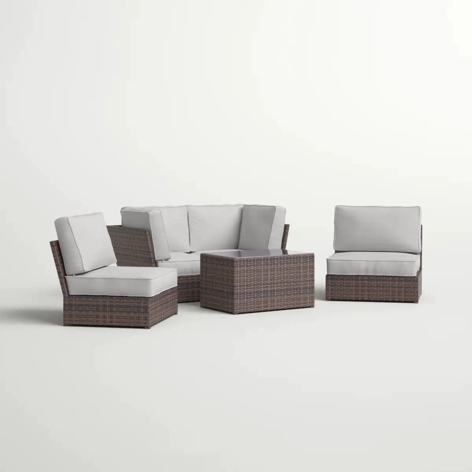 Comfortable Modern Patio Rattan Sectional Set With Cushions Gray by Unique Piece Furniture on Tampa Home & Garden Store
