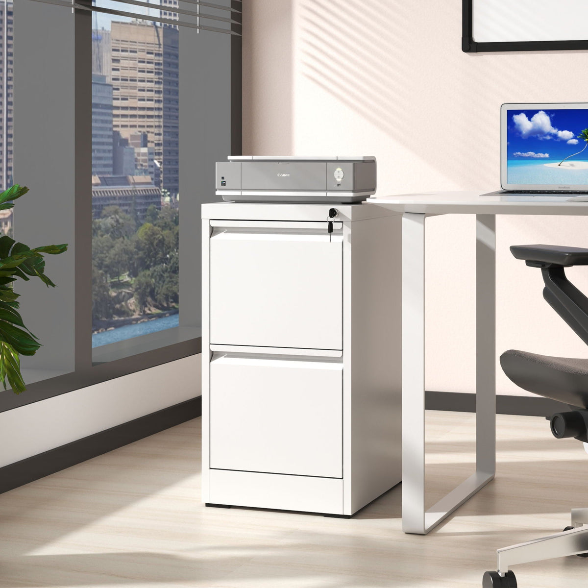 White steel vertical filing cabinet with lock by HouseOfZazla, multiple sizes on Tampa Home & Garden Store