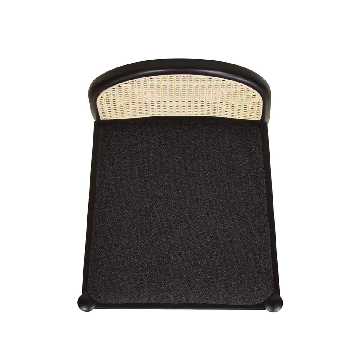 Counter Stool, curved back with cane webbing, black frame and black fabric seat, set of 2 on Tampa Home & Garden Store