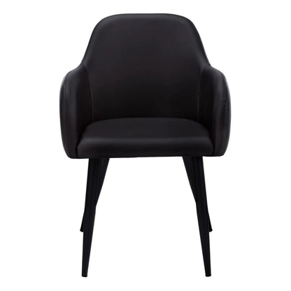 Dining chair set of 2 in black faux leather with curved back and slim legs, modern style on Tampa Home & Garden Store