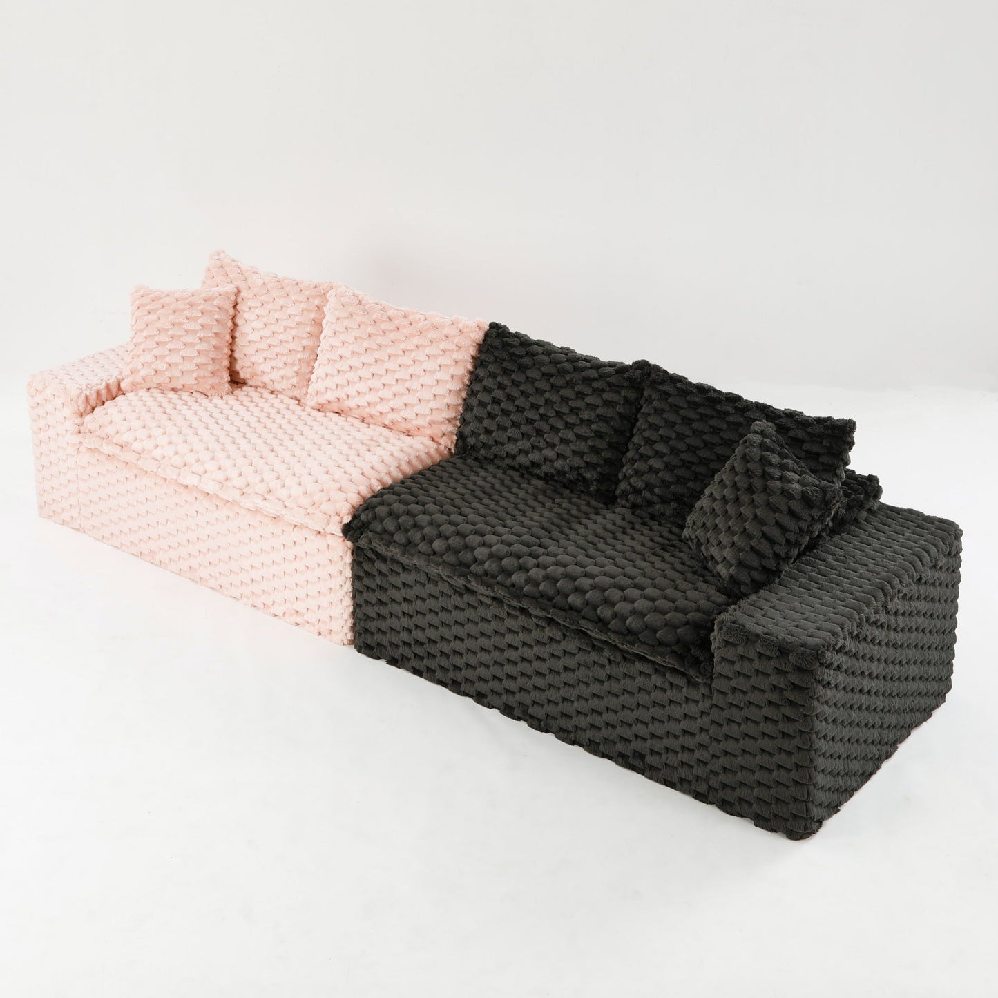 Modular Four Seater Sofa In Pink And Black