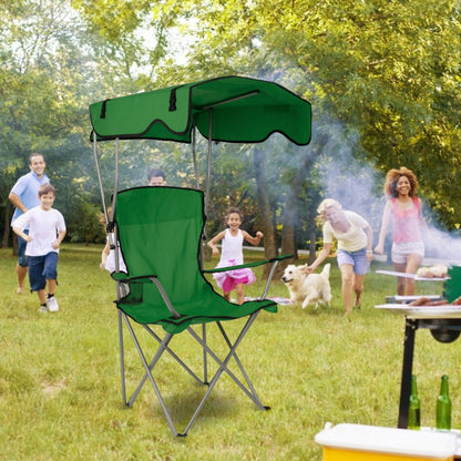 GemGear foldable green beach canopy chair with sun canopy and cup holder 330 lb load on Tampa Home & Garden Store
