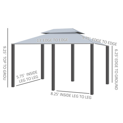 Outsunny patio gazebo canopy shelter in sage gray with curtains and vented roof, steel frame on Tampa Home & Garden Store