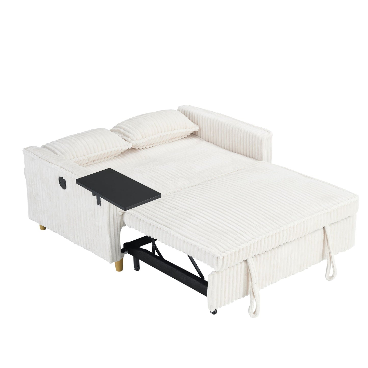 Pull Out Sofa With Movable Table and Usb Ports