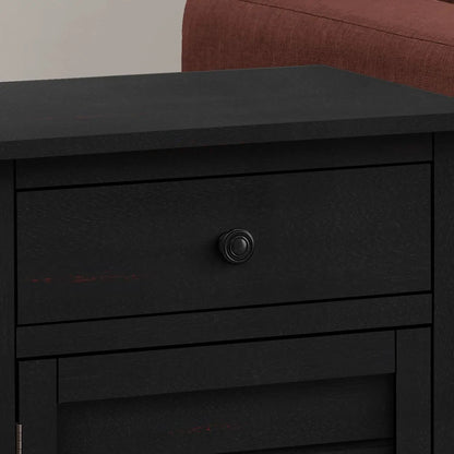 Accent nightstand in black wood finish with a single storage drawer and round knob by Unique Piece Furniture on Tampa Home & Garden Store