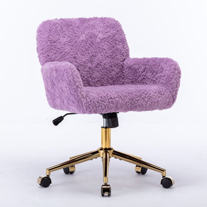 Office Chair with Rabbit Hair and Metal Base