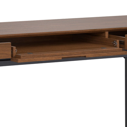 Mid Century Writing Desk With Storage in walnut finish with open shelf cabinet on Tampa Home & Garden Store