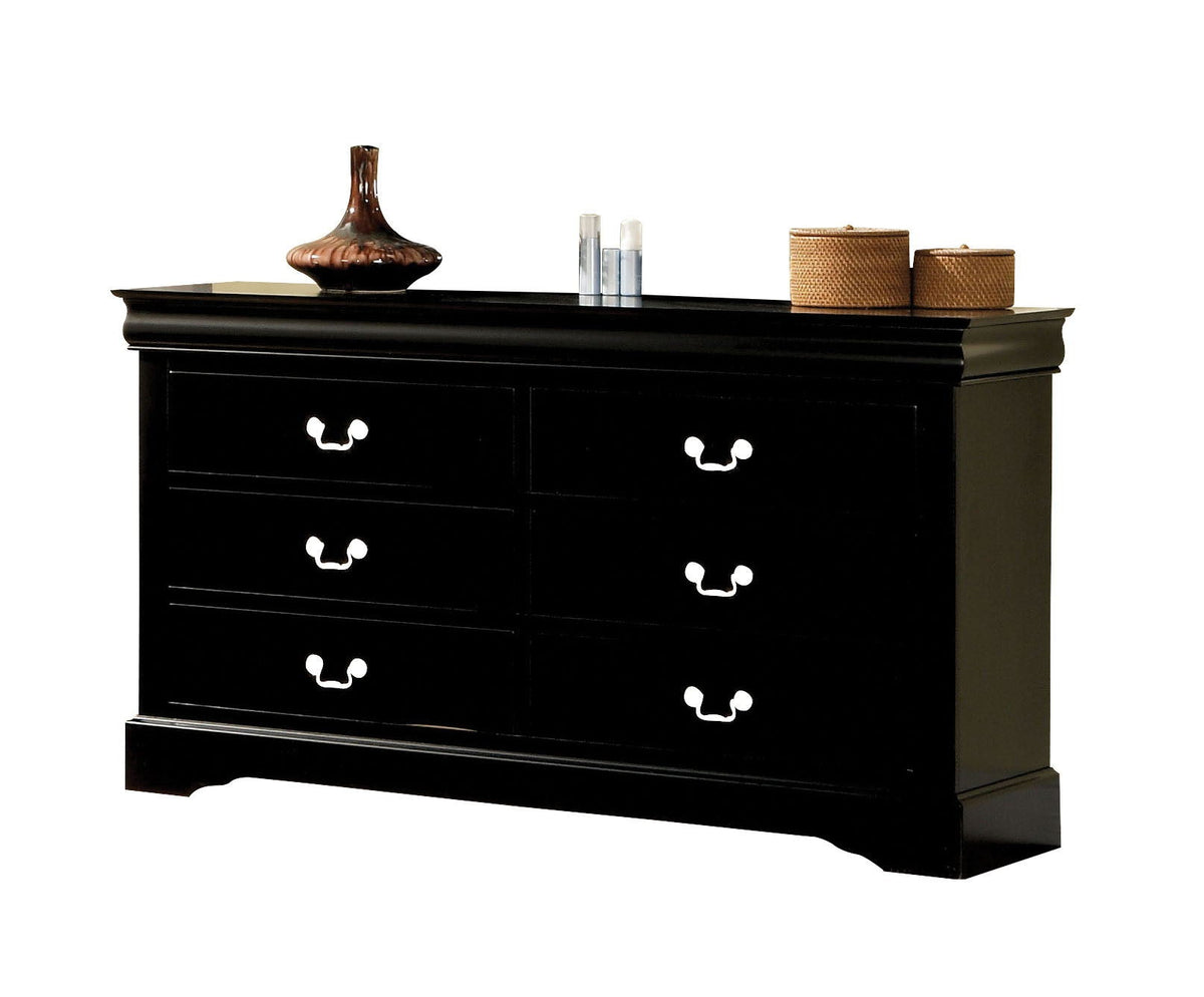 Louis Philippe III dresser by HouseOfZazla in black durable wood with six drawers on Tampa Home & Garden Store