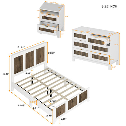 4-Piece Bedroom Set: Queen Farmhouse Platform Bed with Storage, white finish, wood panels on Tampa Home & Garden Store