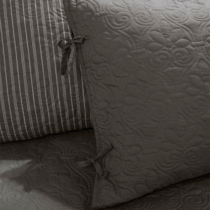 6pc Reversible Daybed Cover Set Dark gray quilted swirl motif and striped reverse HouseOfZazla on Tampa Home & Garden Store