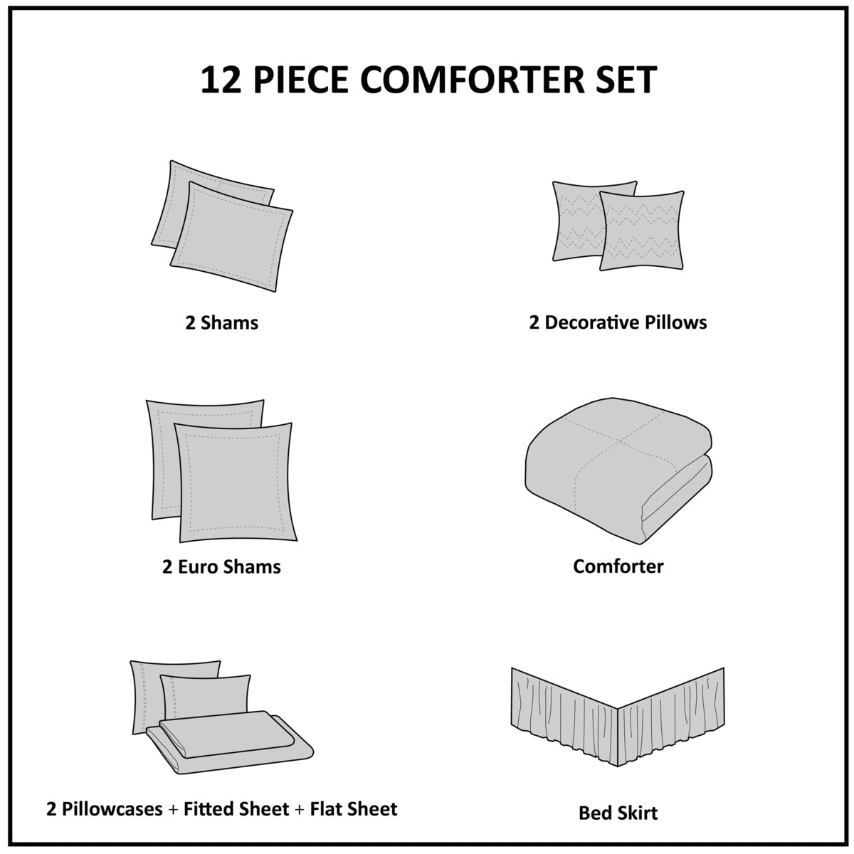 Blue King 12 Piece Comforter and Cotton Sheets