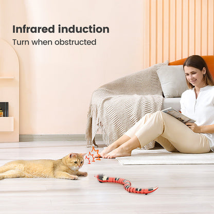 Tricky Interactive Electric Induction Snake Toy red striped pet gadget Sell My Stuff indoors on Tampa Home & Garden Store