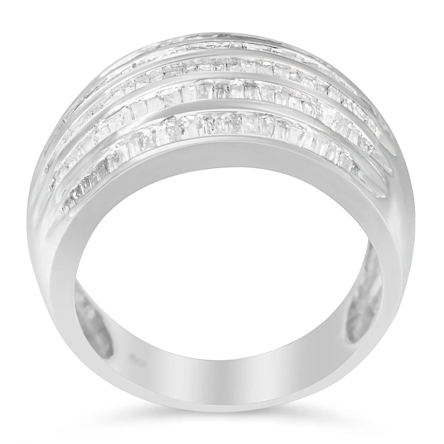 Ring 6-row baguette diamond channel-set domed sterling-silver cocktail, size 6.5, Bids.com on Tampa Home & Garden Store