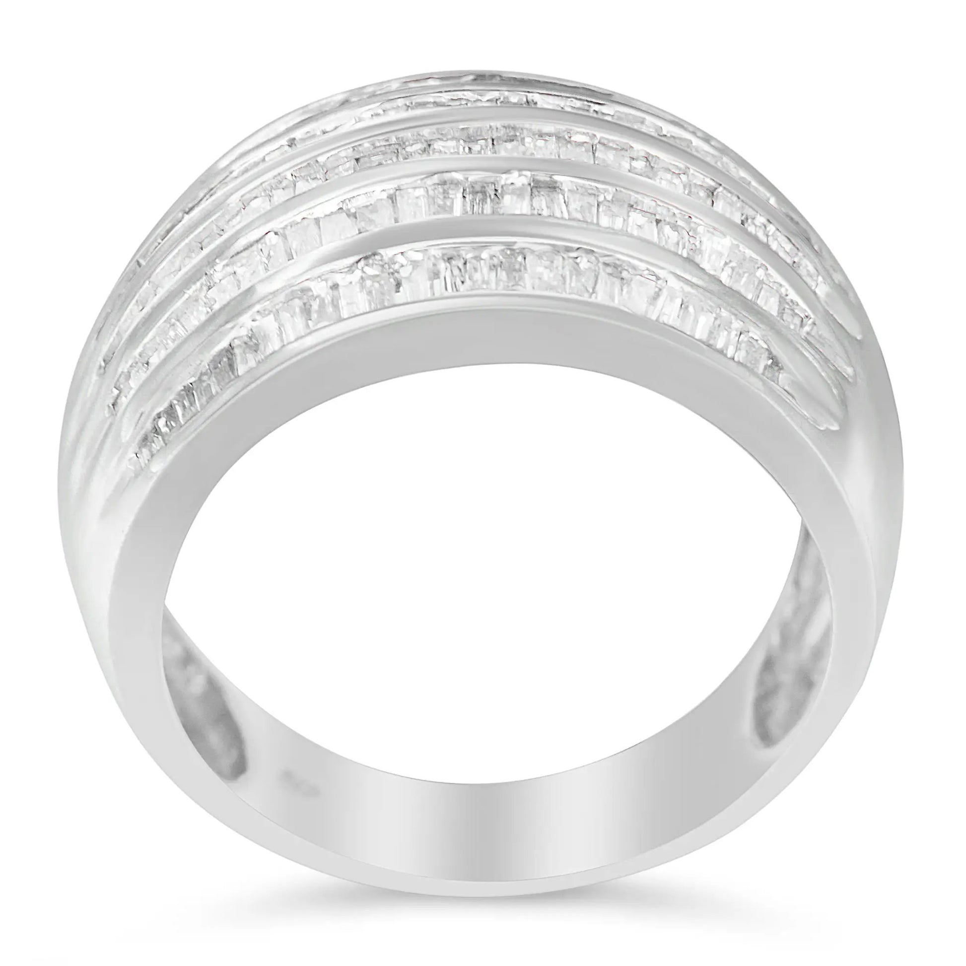 Ring 6-row baguette diamond channel-set domed sterling-silver cocktail, size 6.5, Bids.com on Tampa Home & Garden Store