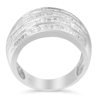 Ring 6-row baguette diamond channel-set domed sterling-silver cocktail, size 6.5, Bids.com on Tampa Home & Garden Store