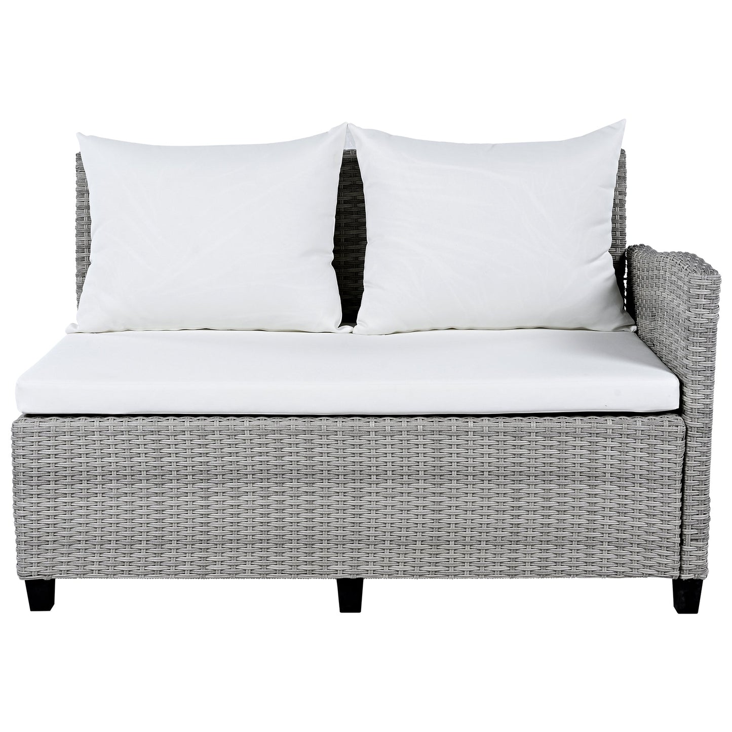 Tomax 5-Piece Outdoor Patio Rattan Sofa Set gray wicker with white cushions HouseOfZazla on Tampa Home & Garden Store