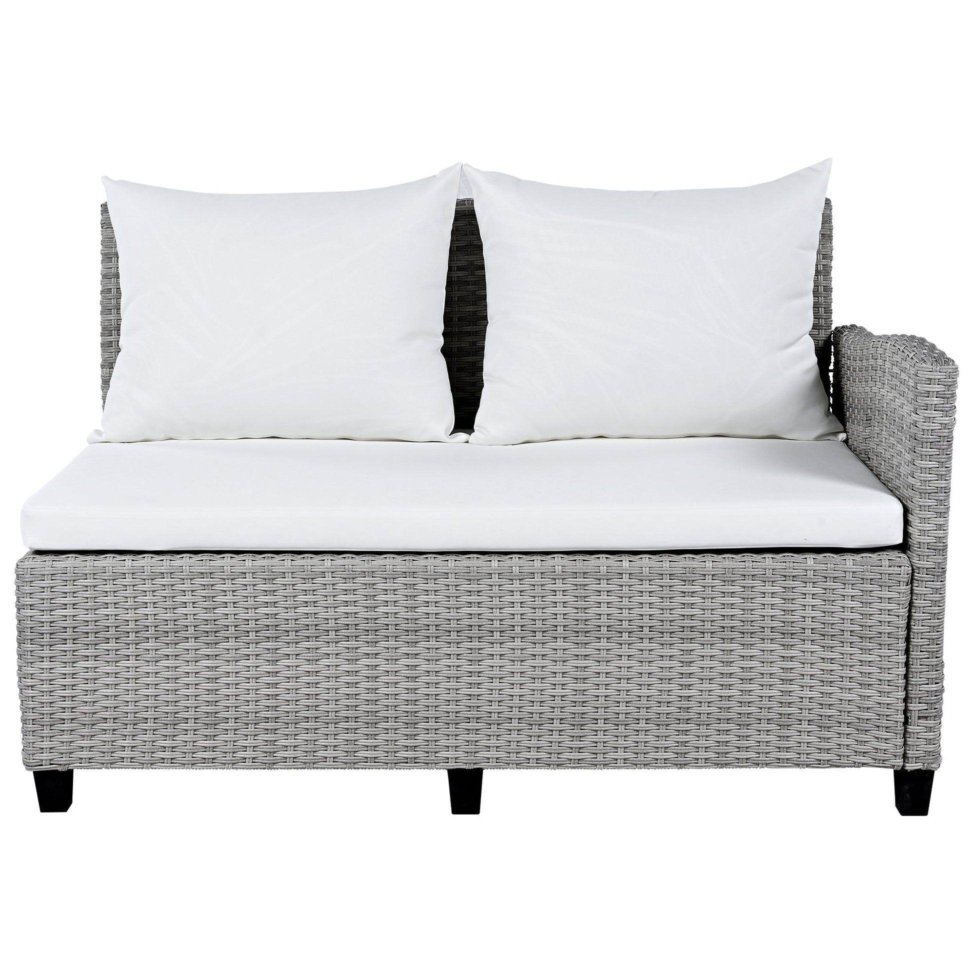 Tomax 5-Piece Outdoor Patio Rattan Sofa Set gray wicker with white cushions HouseOfZazla on Tampa Home & Garden Store