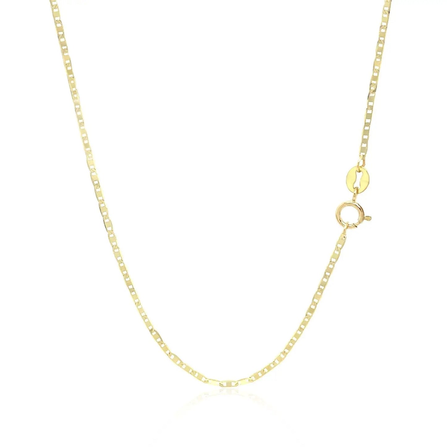 10k yellow gold mariner link chain necklace 1.2mm with lobster clasp and round disc tag on Tampa Home & Garden Store