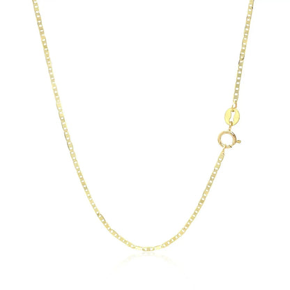 10k yellow gold mariner link chain necklace 1.2mm with lobster clasp and round disc tag on Tampa Home & Garden Store