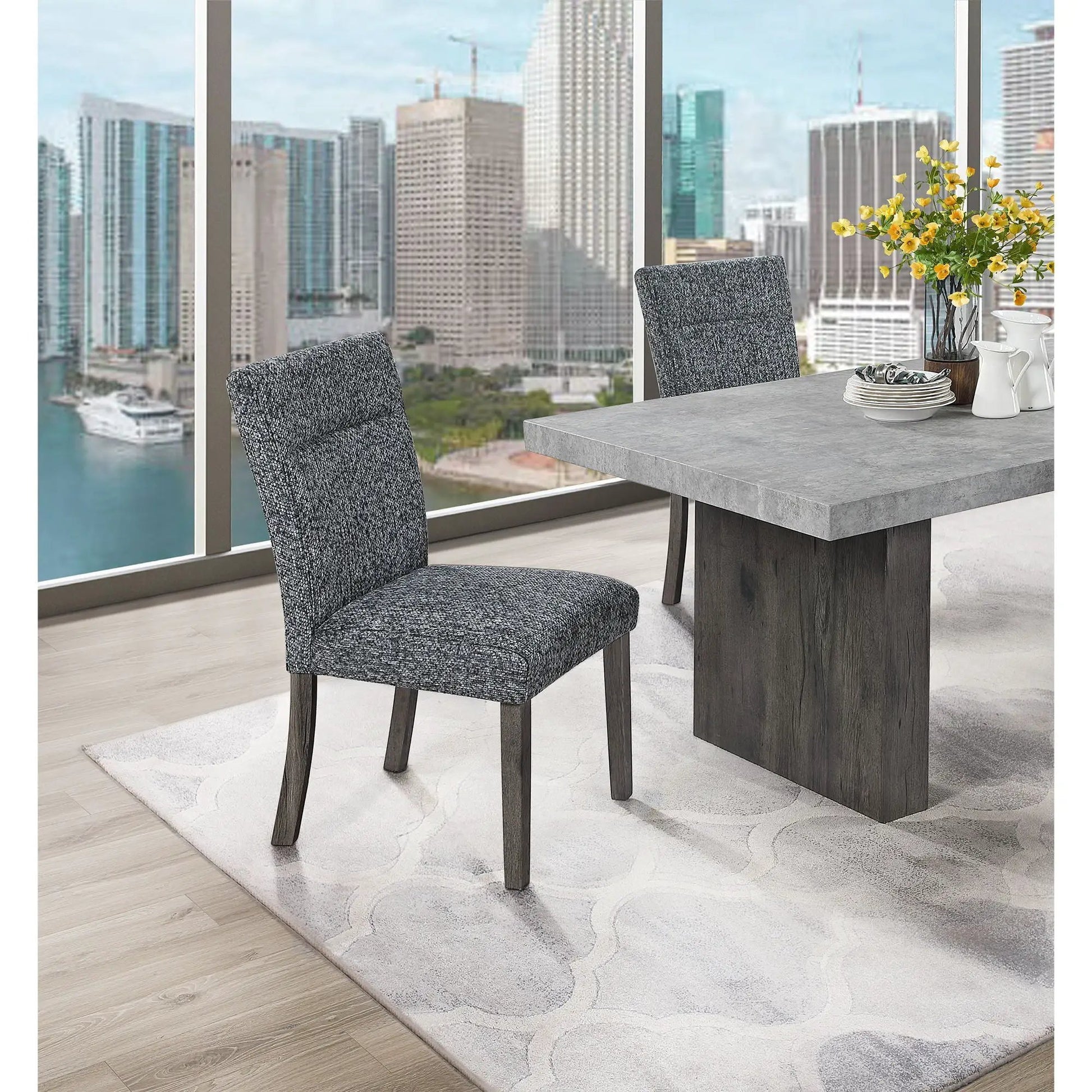 Sharon dining chairs with extended back, gray fabric, set of 2 by Unique Piece Furniture on Tampa Home & Garden Store