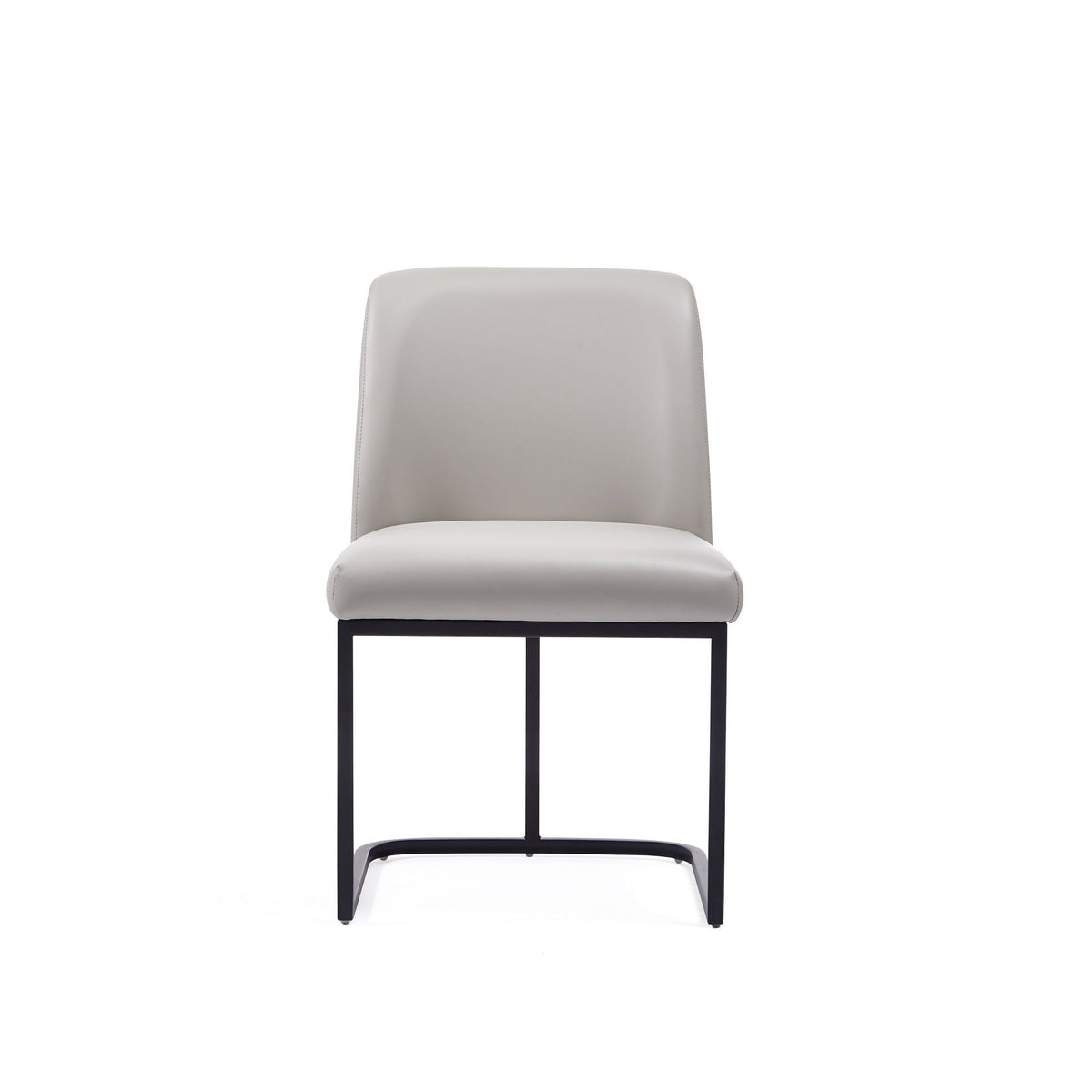 Serena Dining Chair with Geometric Black Metal Base in pale gray upholstery on Tampa Home & Garden Store