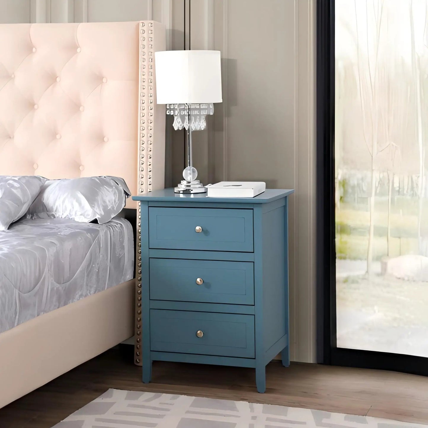 Daniel Nightstand With 3 Drawers In Wood Veneer