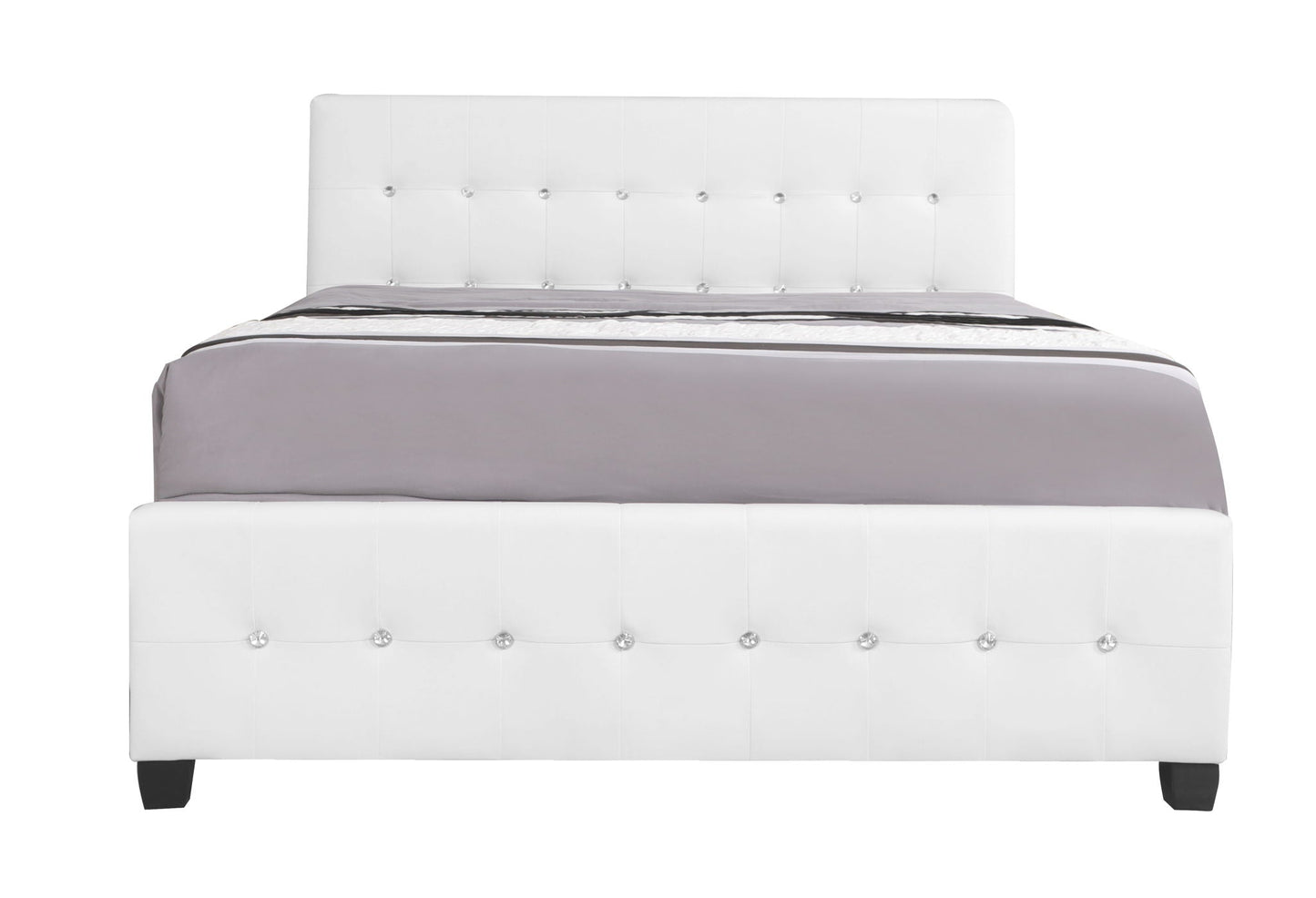 Stylish Transitional Bed with white tufted headboard and crystal buttons by HouseOfZazla on Tampa Home & Garden Store