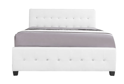 Stylish Transitional Bed with white tufted headboard and crystal buttons by HouseOfZazla on Tampa Home & Garden Store