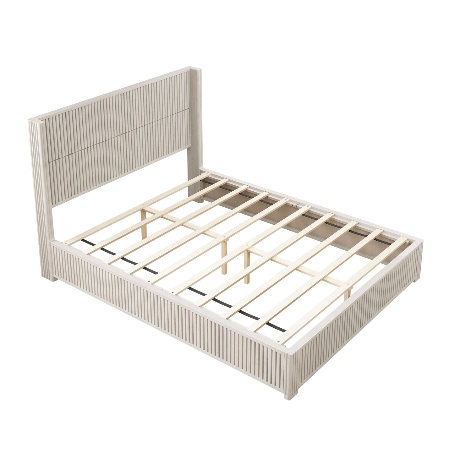 Modern Platform Bed Frame with Tall Headboard