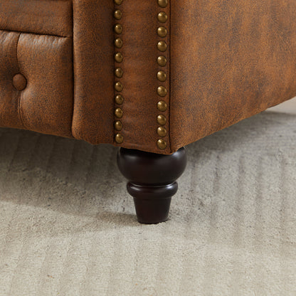 Tech Fabric Chesterfield Sofa with Rolled Arms