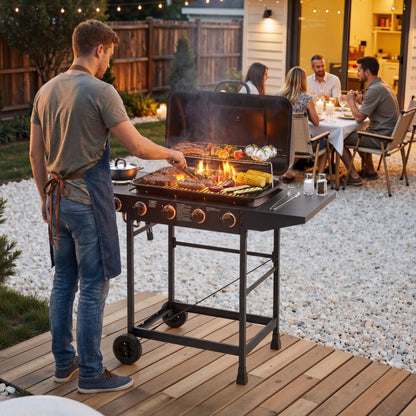 Four Burner Propane Grill and Side Burner Cart