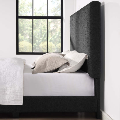 Platform Bed with Upholstered Headboard and Frame