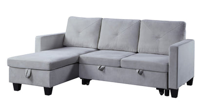 Nova reversible sleeper sectional sofa with storage chaise in light gray fabric by HouseOfZazla on Tampa Home & Garden Store