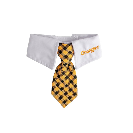 Checked tie for Cat Dog & Pet, pet clothes with white shirt and yellow plaid tie, Chongker on Tampa Home & Garden Store