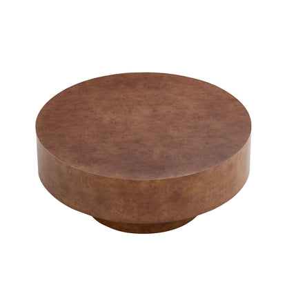 Faux burl wood round coffee table 31.49in with sturdy pedestal by HouseOfZazla on Tampa Home & Garden Store